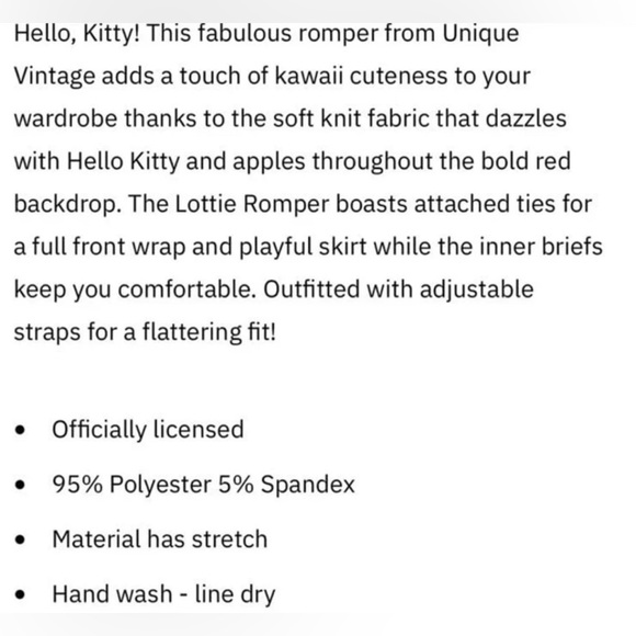 NWT Unique Vintage hello Kitty romper with head scarf size 5XL - Picture 5 of 5